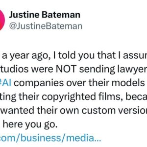 Justine Bateman Instagram - I loathe being right about what I said a year ago. #AI #No