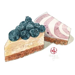 Kailene Falls Instagram - Cheesecake & Tart Collection
チーズケーキとタルト コレクション
🥧🍓🧀🫐🥧🍓🧀🫐🥧🍓🧀🫐🥧🍓🧀🫐

I find that Japanese cheesecakes and tarts are some of the most beautiful desserts you can find. I’ve painted so many in the past, but I decided to create a selection of the ones cut in triangle shapes. Amongst these paintings, I think the strawberry tart in the upper right is my favorite, but I have a special place in my heart for all of them. Which of these would you most like to try?

※ The terrible moving/wifi saga continues. After 6 weeks of waiting to get wifi installed in my new apartment, today was supposed to the final stage…. But when the construction worker arrived today, we discovered that the construction of the apartment next-door (currently being torn down and rebuilt) prevents them from installing wifi at the moment……. So I’m stuck without connection still. We have -perhaps- found a workaround, but it’s still unclear as to when I’ll be able to get wifi installed. So no livestreams for a while still yet 🥲

② Cherry Tart チェリータルト
③ Sakura Cheesecake 桜チーズケーキ
④ Mango Cheesecake マンゴーチーズケーキ
⑤ Blueberry Cheesecake ブルーベリーチーズケーキ
⑥ Berry Tart ベリータルト
⑦ Fig and Berry Tart いちじくとベリータルト
⑧ Strawberry Tart いちごタルト

日本のタルトとチーズケーキが本当に美して、とても素敵な絵になります。今までたくさん描いてきたけど、今回は三角形にカットされたものをまとめてコレクションにしました。このセットの中で、右上のいちごタルトの絵が一番好きかもしれませんが、本当は全てが特別に好きな絵です。この中でどれを一番食べてみたい？

※ 引越しが終わったけど、まだまだトラブルが続きます！引越し先はWifiがなくて、6週間かけてやっと今日、３回目の工事でwifiに繋がると思ったら・・・・まさか隣の建物の工事でWifi工事不可となりました。なので、まだまだ生配信ができなくて、ネットにとてもつながりにくいです。いつWifiができるかまだ分かりませんので、その時まで不定期的な投稿が続きます。お許しを！
