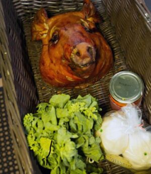 Laila Ali Instagram - I competed on Chopped on The Food Network and won 2X’s! But this pic is from that time they gave us a smoked pigs head in the basket…well, what had happened was…I lost that time. 😩🤣