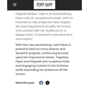Leah Pipes Instagram - It was love at first connection! 
I’m beyond thrilled to welcome the incredibly talented @leahmariepipes10 to the family. Big things are unfolding, and we’ve already begun crafting some unforgettable magic! Stay tuned for what’s next – and get ready, a few announcements are on the way!