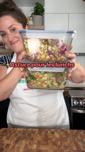 Loounie Instagram - LES SALADES PASSE-PARTOUT À LA RESCOUSSE! ✨
En cette periode de la rentrée et du retour à la routine, en collaboration avec @metromonepicier, je partage avec vous une de mes astuces preferees pour facilter la planification et la preparation des lunchs. Avez-vous des combinaisons de légumineuses, légumes et autres ingrédients savoureux que vous aimeriez essayer? Ecrivez vos suggestions en commentaire! #loouniecuisine #lunchs #vegan