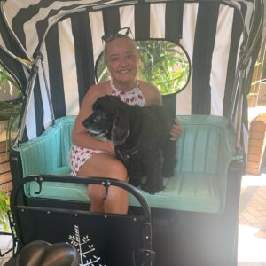 Lucy Davis Instagram - On Friday I had to say goodbye to the best being there is. She was nearly 17. Because of Gracie I learned what this feeling of unconditional love is. And now I need to somehow deal with the loss of her in my life. I don’t really know where to start in telling who she was, she gave me everything and asked for nothing.  I learned so much from her. For her whole life I always knew where she was at any given minute, and now I don’t. That’s one of the hardest parts for me. She was kind, generous, willful, funny, fabulously disobedient, very vocal, and so loving. She was my travel buddy, my playmate, my partner in crime, my love. God I was lucky. 
.
Thank you my girl. Fly free.🐾
.
Until we meet again💞
.
PHOTOS:
*with her mama 
*10 weeks old
*pretending to enjoy a bath
*in her pram/stroller which she loved
*she hated the rain but not as much as this raincoat
*with her grandma and grandad
*with grandma and her uncle Jake
*just looking at each other
*dying to get out the car for her walk
*trying on a wig in the ‘Sabrina’ make up/hair trailer
*her first flight
*hiking Gracie
*with her cousins Rocket and Bee
*Four Seasons lunch
*Gracie and Can
*a few extra
*flying Gracie
*always in motion even when sitting
*finding the sun
☀️