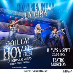 Marisol del Olmo Instagram - ¡TOLUCA, llegó el día! 🪩 Última oportunidad para aprovechar el 30% de descuento. No te quedes sin disfrutar con nosotros. Nos vemos a las 8:00 pm en el Teatro Morelos. 🏝️🧳

Boletos en www.arema.mx (link en bio)

#mammamiamx #mammamiamexico #mammamiamusical #abba #teatromusical #findesemana #carteleradeteatro #gira #toluca