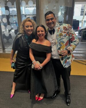 Myf Warhurst Instagram - Glam squad at last night’s Logies. So many lovely faces. A joy to be there as @zanrowe’s emotional support animal for her first Logie nom for Take 5. Felt glorious in my @rebeccavallance frock that didn’t require any ironing or a bra (win) and let’s take a moment for my fabulous vintage jewels from @johannajohnsonofficial and makeup by @belinda.l.weber. Adored it all. Didn’t slip over. Feel very old today. The end. Thanks ABC TV for the invite ❤️