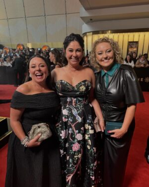 Myf Warhurst Instagram - Glam squad at last night’s Logies. So many lovely faces. A joy to be there as @zanrowe’s emotional support animal for her first Logie nom for Take 5. Felt glorious in my @rebeccavallance frock that didn’t require any ironing or a bra (win) and let’s take a moment for my fabulous vintage jewels from @johannajohnsonofficial and makeup by @belinda.l.weber. Adored it all. Didn’t slip over. Feel very old today. The end. Thanks ABC TV for the invite ❤️