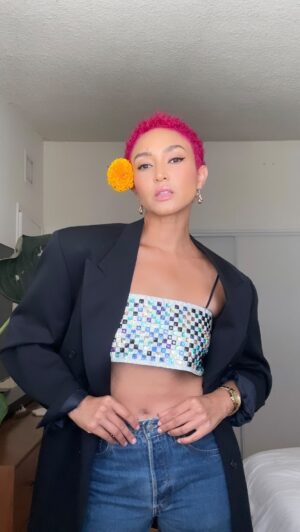 Naima Mora Instagram - My natural hair color… In my healing journey one of the biggest lessons I’ve learned is that it’s ok to reinvent yourself… I’ve actually had a career as a world known model based in reimagining myself over and over again that has given me 20 years of fulfillment… 

But this season is about freedom… who am I when the cameras are off? I’m listening to the little girl that still lives in me … and being now the woman who would have protected her then… stripping away years of molding myself and simply being someone who I am in love with…

A real life ALEBRIJE…

#soberlife #soberliving #innerchildhealing #innerchild #alebrijes #alebrije #mexico🇲🇽 #mexicana