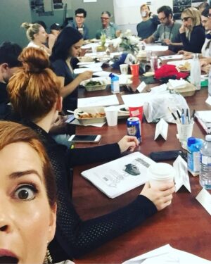 Nathalie Boltt Instagram - Some of the OG crew including Luke. An early read through circa S2. Also some previously unseen sunset shenanigans with Madchen.  #riverdale #lukeperry