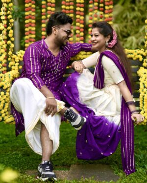 Neema Mathew Instagram - Last pic is my Fav 🩵
.
.
👗: @label_swasti 
Jewellery: @ambell_collection 
📸: @_rnr_photography_ 
📍: @_black_nest_ 
.
.
.
#onam #couplegoals #coupleshoot #love #saree #onamspecial #sanjutechy #nannuzzz