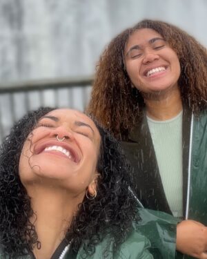 Pearl Thusi Instagram - My version of TLC is chasing water falls … 🌊
Waterfall rain hits different… the drip is crazy!

PS. Hope to have another adventure with you @chlomoolala 🤞🏽🤍

Would you love to visit Victoria falls?