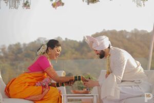 Pooja Sawant Instagram - Six months ago, Sid and I embarked on this journey together, and every day has been brighter since. We are deeply grateful for the blessings and the immense love we’ve received from all of you. ♥️🧿🌸🥰

Photography @p16studios 
Sid’s outfit @shiledar_ethnics 
नऊवारी साडी @narayaniofficial_ 
Mehendi by @tejal_henna_art 
Venue @breezebanquets 
Make up @vrushti_harkare 
Hair @devendra.pushpa 
Varmala @jewellery_by_siddhi 
Wedding planner @bhagatamol 
Wedding management @a3eventsandmedia