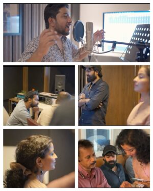 Ranjitha Menon Instagram - From the recording of Thelivaanam! 

Special shoutout to the incredibly talented @vineeth84. 
I am forever grateful to have had the privilege of working with VS on not one, but TWO of my milestone projects.. 
He brought my lyrics to life with his mesmerising voice, making my debut song writing experience truly unforgettable. And fate had it that he was the voice behind my first ever duet as an actor for the song Thoramazhayilum from the film, Saajan Bakery. 

My heartfelt thanks to @padmasoorya for being the music producer of Thelivaanam. At the same time a wonderful co-actor and motivator.  Thank you @nikhil_san_ for your fabulous and soothing composition…! 
Special thanks to our beloved director @rasheedparakkal. Thank you so much @indie_genius_films and Anas❤️🙏💛

#manorajyam #thelivaanam #recording #studio #gratitude #debutsong #lyrics #music #latest #release