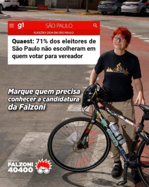 Renata Falzoni Instagram - Faltam poucos dias para as eleições municipais, mas 7 em cada 10 eleitores em São Paulo ainda não escolheram sua candidata! 

Bora apresentar nosso movimento e propostas para trazer mais gente pra garupa da Falzoni.

Marque aqui nos comentários e compartilhe nas suas redes e WhatsApp os conteúdos que apresentam a Renata e nossas propostas!

Vamos juntos votar por uma São Paulo mais humana e verde!

Renata Falzoni vereadora 40400.

Mais que uma campanha,
somos um Movimento

#falzoni40400
#falzonivereadora
#movimentofalzoni
#nagarupadafalzoni