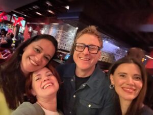 Sara Tomko Instagram - We had the SWEETEST Day Two at @dragoncon #dragoncon #dragoncon2024 Lotta tears today, fans shared the most heart warming stories with me that I will never forget, I got to geek out myself over meeting a few folx I admire & we had a panel just for the ladies of Patience that made my soul sing.  Thank you for being truly one of the best cons ever.  If you’re in Atlanta and haven’t popped over to say hi yet, plz stop by! Sunday will be my last day here (for now!)💚🐉💛
•••
Pic #1 Meeting @jonathansfrakes and adoring him as he admitted he and his wife adored us 🥹 #swoon 
Pic #2 Me and my best friend @meredithgarretson just waiting for the show to start aka watching ALL the incredible costumes that walk by
Pic #3 It should say Caution: Neon Suit
Pic #4 My sweet fam friends paying me a visit! Love you Gabbards @neenerkiwi 
Pic #5 Awkward family photo day two
Pic #6 The most beautiful women making each other laugh @alicewetterlund @meredithgarretson 
Pic #7 Selfie with our Ladies of Patience Panel Audience
Pic #8 SUPERSTAR AUDIENCE UP CLOSE
Pic #9 After Dinner hugs @alantudyk @alicewetterlund @meredithgarretson
