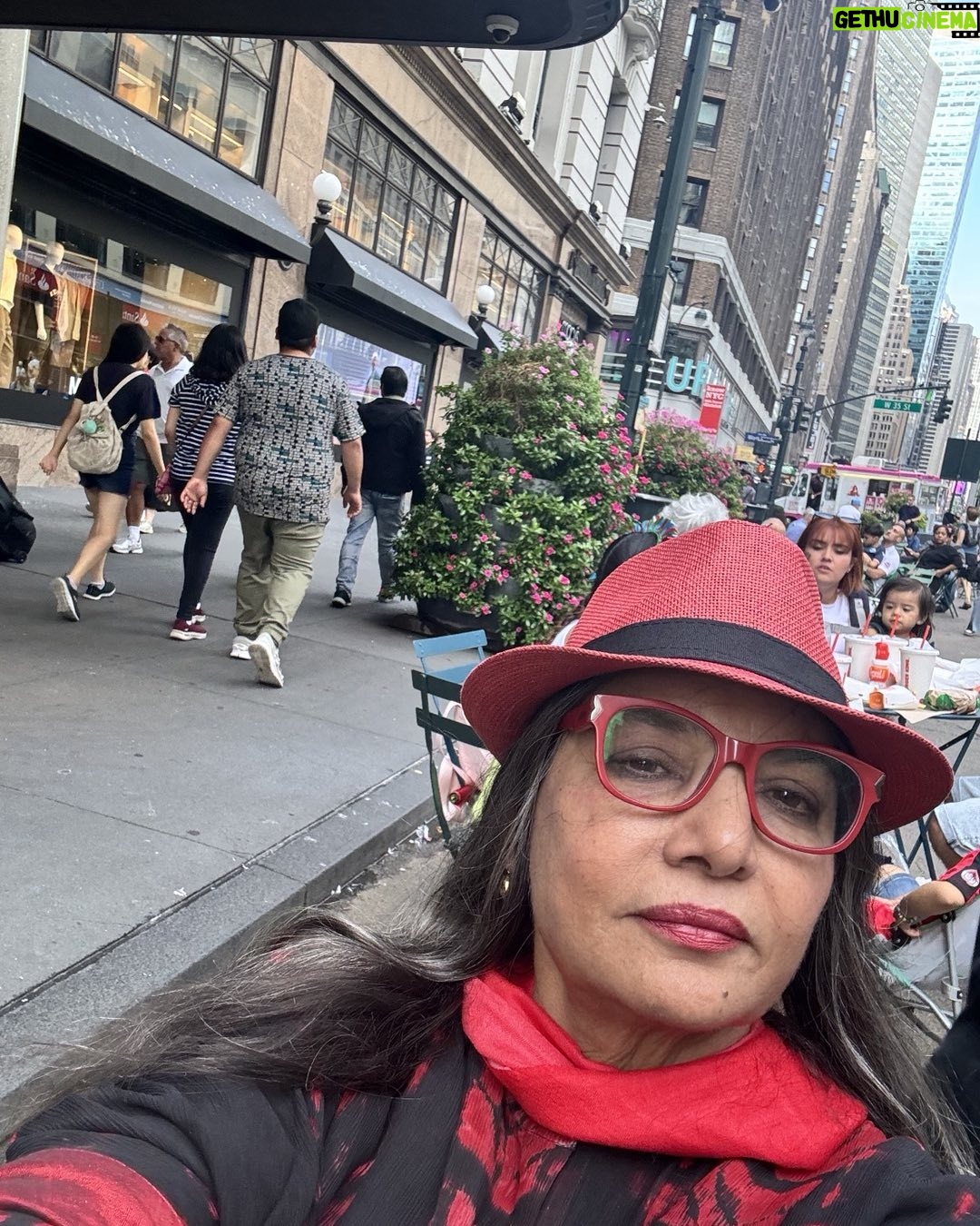 Shabana Azmi - 3.8K Likes - The hat bought on the street kerb is so loose all I can do with it is to doff it 😁#fun in New York