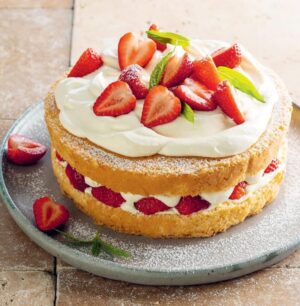 Silvia Colloca Instagram - Picture perfect spring cake! Bouncy, light, and slathered with mascarpone and dotted with fragole, strawberries 🍓 

Recipe in my new book ITALIAN FAMILY FOOD, out now in all bookstores and online. 

Image @alan_benson_photographer styling @vanessaaustinstylist