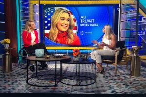 Sophie Morgan Instagram - And so it begins…..the 2024 Paris Paralympics has begun and so too has my role as host. The first wheelchair user to do…so proud to be here at NBC! Let’s go! 

Btw Mallory Weggemann (@malloryweggemann) is also a wheelchair user and she made history hosting The Olympics this summer too! 

Female wheelies represent!! 

*athleticism!
