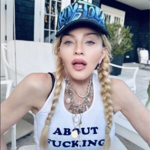 Stella McCartney Instagram - IT’S ABOUT FUCKING TIME

Shop the #AboutFuckingTime tank top in-store and online now

Featuring:
@Madonna 

#StellaMcCartney #crueltyfree #vegan #Madonna