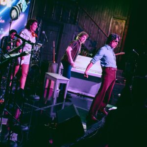 Steph Tolev Instagram - SLIP, SLOP & SLIDE absolutely SLAPPED!! Can’t explain how much fun we had on stage and guess what this will be happening AGAIN!! Thank you @sarahrosephoto__ for capturing this magical night and @longtimenoseecomedy for putting this on 🥰🥰🥰