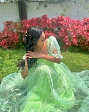Tanvi Rao Instagram - 🧚🏼🧚🏼🧚🏼
Outfit by @inayadesignerstudio 🦚

#photo #gown #designer #keerthi #lakshmibaramma #tanvirao
