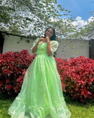 Tanvi Rao Instagram - 🧚🏼🧚🏼🧚🏼
Outfit by @inayadesignerstudio 🦚

#photo #gown #designer #keerthi #lakshmibaramma #tanvirao