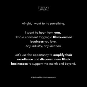 Tiffany Brooks Instagram - Checking the comments every 5 minutes for new businesses to support like 👀✍🏾

.
.
.

#NationalBlackBusinessMonth #SupportBlackBusiness #BuyBlack
#BlackEntrepreneurs #Support #AmplifyBlackVoices #BlackOwnedBusiness #explorepageًًً