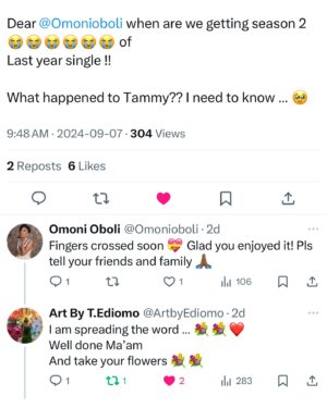Toni Tones Instagram - Can someone just give my girl Tammy a ring? A @bozdiamonds ring that won’t eat her flesh 🤷🏽‍♀️

Someone said ‘Tammy of the domestic life’ 😂

Are her dreams valid? 

If you haven’t watched LAST YEAR SINGLE on Netflix, you are missing the most beautiful series in Netflix right now 🔥💝

For my grown and sexy besties 💯