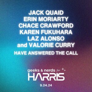 Valorie Curry Instagram - I am beyond excited to be a part of this incredible group in this important fight. And when we fight, we win.
Join us with @GeeksForHarris live on 9/24
RSVP for free at Geeks.ForHarris.org (http://geeks.forharris.org/)