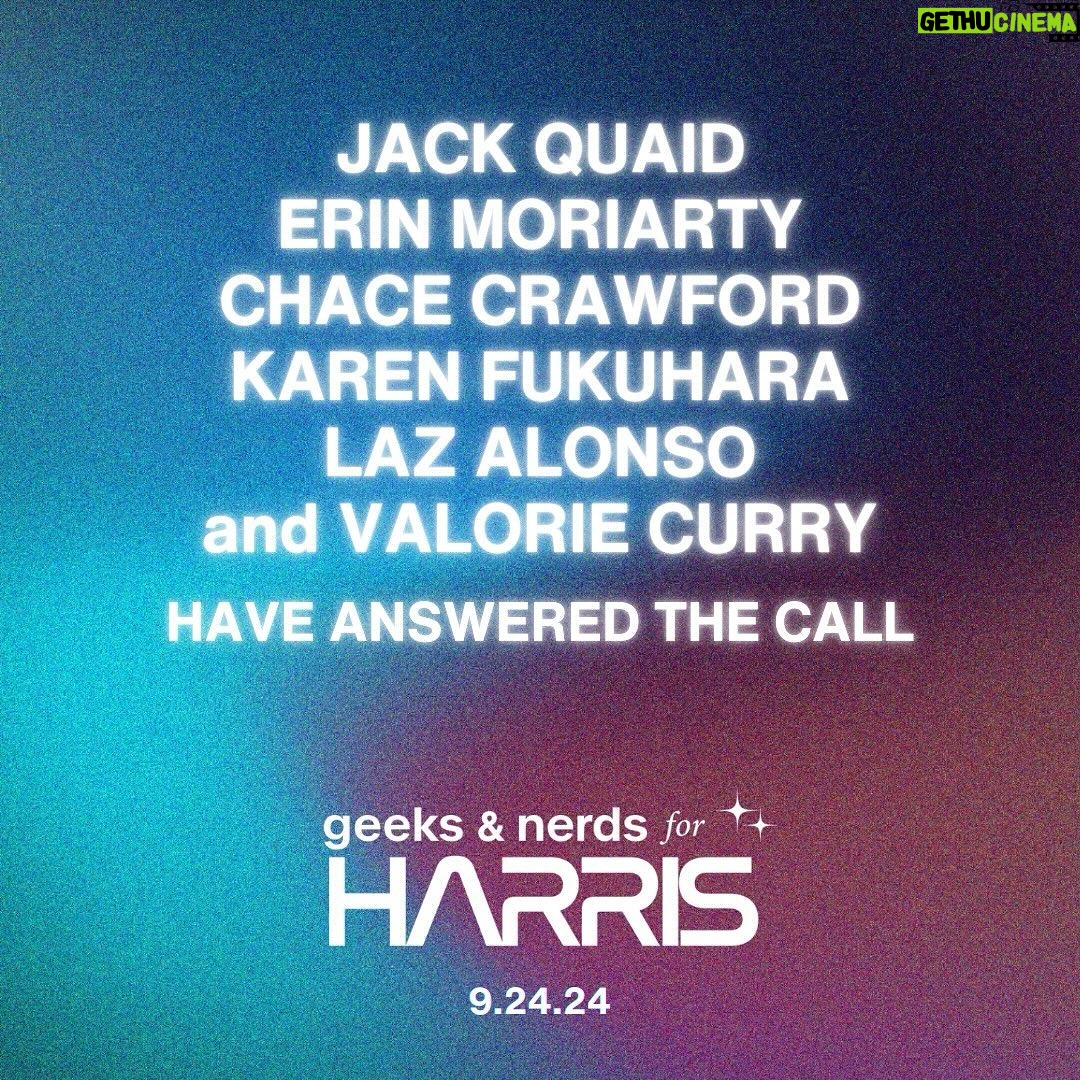 Valorie Curry - 7.2K Likes - I am beyond excited to be a part of this incredible group in this important fight. And when we fight, we win.
Join us with @GeeksForHarris live on 9/24
RSVP for free at Geeks.ForHarris.org (http://geeks.forharris.org/)