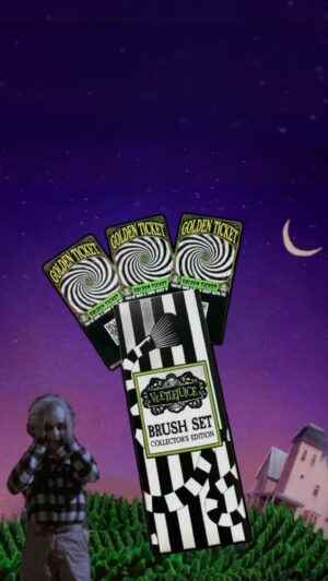 Ve Neill Instagram - Win the Ultimate 𝚅𝙴𝙴𝚃𝙻𝙴𝙹𝚄𝙸𝙲𝙴 Experience! 🪱💀🎟️

3 lucky purchasers of the Veetlejuice Brush Set will receive: A Golden Ticket to chat with legendary makeup artist Ve Neill over Zoom! 
When you purchase the Veetlejuice Brush Set, you’re automatically entered for a chance to win one of 3 exclusive tickets. Each ticket grants you a personal Zoom session with @therealve - the genius behind the iconic #Beetlejuice makeup looks. Get the chance to receive personalized tips, ask questions and learn directly from a true industry master!