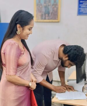 vj Santhiya Instagram - Legally arrested 😜 @aval_santhiya 
Love you dora 🫂🥰

#registermarriage #love #avalsanthiya #mrsmurali
#marriagelife #livetogether #alwayshappy #lovelymoments #memorableday #lovetoeachother #smilyface #mylove ❤️