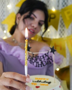 Aarya Maya Instagram - All about last night ✨✨🪩

Cake from @squareonetreats 

Dress by @myntra @iammyntra 

#mybirthday #birthdaypost #birthdayphotoshoot #purpledress #party #smile #love 
{my birthday, purple dress , photoshoot, party mode, princess , birthdy girl , explore }