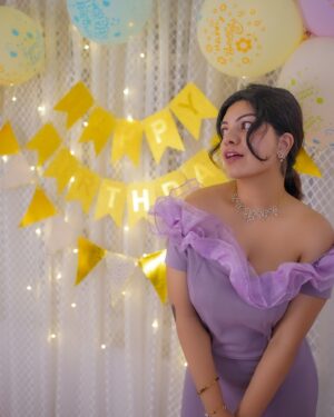 Aarya Maya Instagram - All about last night ✨✨🪩

Cake from @squareonetreats 

Dress by @myntra @iammyntra 

#mybirthday #birthdaypost #birthdayphotoshoot #purpledress #party #smile #love 
{my birthday, purple dress , photoshoot, party mode, princess , birthdy girl , explore }