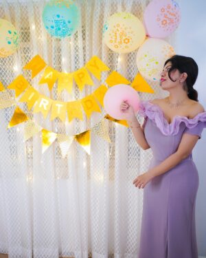Aarya Maya Instagram - All about last night ✨✨🪩

Cake from @squareonetreats 

Dress by @myntra @iammyntra 

#mybirthday #birthdaypost #birthdayphotoshoot #purpledress #party #smile #love 
{my birthday, purple dress , photoshoot, party mode, princess , birthdy girl , explore }