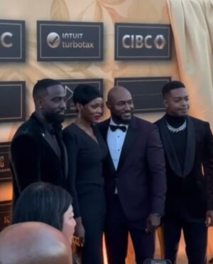 Caroline Chikezie Instagram - Hubby hosted the 3rd annual @legacyawardsca this weekend and absolutely killed it!
Beyond Proud 👑🖤

Big thanks to the award’s creators @shamieranderson and @tdotsteph for an incredible evening celebrating excellence in our community 🖤

Dress: @gretaconstantine 
Earrings: @scylaboyerjewelry  
Styled by: @christal.a.williams 
📸: @sarah_delangel
📸:@ovia_reflex