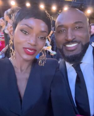 Caroline Chikezie Instagram - Hubby hosted the 3rd annual @legacyawardsca this weekend and absolutely killed it!
Beyond Proud 👑🖤

Big thanks to the award’s creators @shamieranderson and @tdotsteph for an incredible evening celebrating excellence in our community 🖤

Dress: @gretaconstantine 
Earrings: @scylaboyerjewelry  
Styled by: @christal.a.williams 
📸: @sarah_delangel
📸:@ovia_reflex