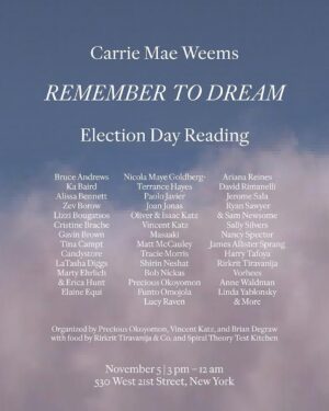 Carrie Mae Weems Instagram - Tomorrow 11/05 at Gladstone Gallery.

We will stand together!