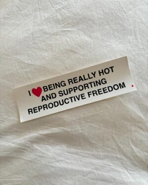 Erica Chidi Cohen Instagram - if you care about women and/or people that have uteruses, there's really only one party that's going to fight to keep what limited reproductive freedoms we have and work to restore bodily autonomy nationwide. this isn't just about abortion. it's about ivf and birth control too. if you can vote, block any/all measures on the ballot that limit your reproductive rights at the state level, and at the national level vote for @kamalaharris and @timwalz because they've openly stated their commitment to reproductive rights and freedom for everyone • s/o to @pizzaslime x @tinder for sending me bumper stickers i *actually* might use. 💦💓🇺🇸🎣🪱🧸