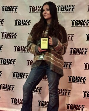 Eva Ariel Binder Instagram - I am grateful to have my short film @itwasonlyyoufilm showcased and nominated for two awards in the @tbuffofficial 
It was so heartwarming to share this story with such incredible film makers! I had a wonderful experience:) 

@itwasonlyyoufilm @mark.binder @maxproductionteam @hugo_willl @pallasmanagementgroup @imncreative @riomangini @annmangini @visionaryfire @playhousewestla @ncg_cinemas
