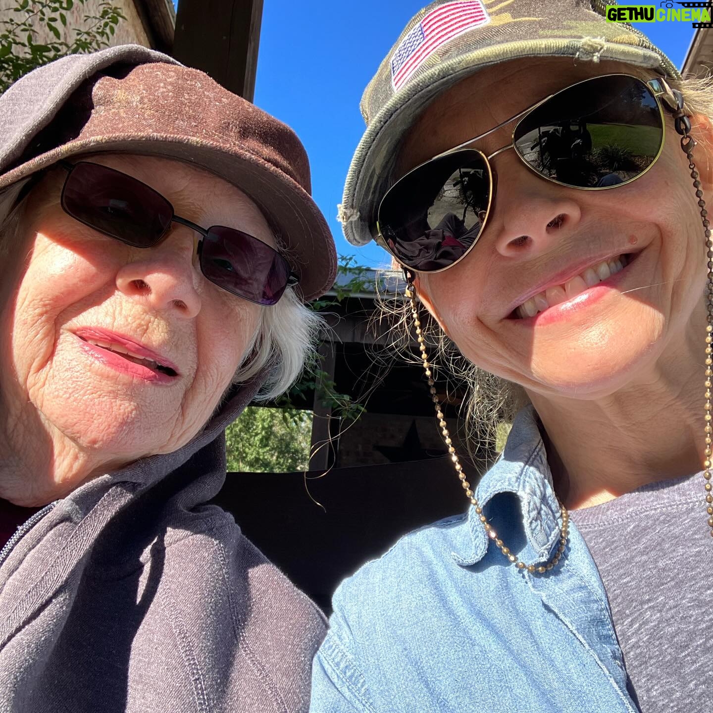 Faith Ford - 1.7K Likes - Just snapped a pic as Mama Pat and I soaked up a lil dose of fall vitamin D on the sunny side of the porch today! We just love days like this..😎🍁 #fall #home #takingitin #ontheporch