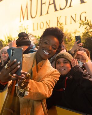 Folake Olowofoyeku Instagram - Every single moment of this journey has been pure JOY! “Mufasa: The Lion King”, is more than a dream come true; it’s a blessing I’ll cherish forever. 💫

Also, a historic moment as my character #Amara, the albino lion villain with blue eyes, is the first-ever character in the “Lion King” franchise to speak with a Nigerian accent; a milestone I’m so proud to bring to life. Thank you, Disney, for welcoming me into this incredible family. My heart is full. 🦁💙✨

Still pinching myself; hopping around the world for a movie I love so deeply feels like magic, and being in London, a city that holds so many cherished childhood memories with my family, makes it all the more special. Grateful beyond words. 🙏🏾🦁✨

#Mufasa #LionKing #Amara #FolakeOlowofoyeku 
#Naija