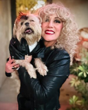 Jessica Collins Instagram - Our Rotten to the Core Halloween 2024. 
#Descendants
#Mal
#Maleficent
#Hades
#Halloweenpups
#familyandfriends❤️