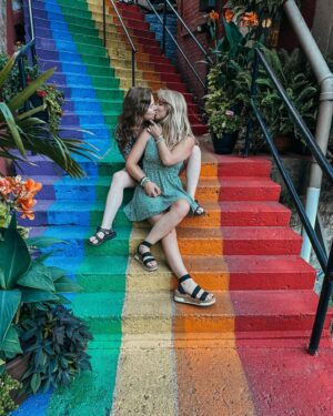 Kendra Instagram - Petition for every town to have a rainbow staircase for us to kiss on 😘🌈😤
.
.
.
.
.
#couplegoals #love #rainbowstairs