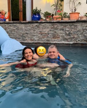 Meredith Salenger Instagram - Happy 7 year anniversary @pattonoswalt!!!! What a happy, beautiful life, full of adventure and kindness and service and support and love and all good things. You and Alice light up my life. Forever and always… right down the line. 💖