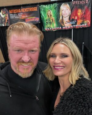 Natasha Henstridge Instagram - Just a few moments from my crazy last week! Happy Halloween! Plane trips, @wahorrorcon @dodgers and tournament’s … #scottsdale #washington old friends and new🤍🙏@Padevavra jewels always #nickcastle