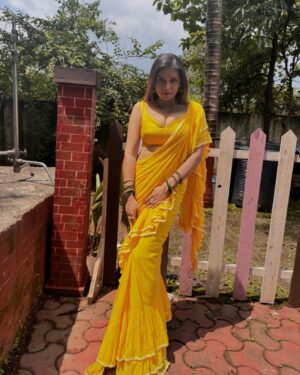Priyanka Chaurasia Instagram - A burst of colors that reflect my vibrant soul.💛💛
#SareeDrapes #DrapingStyle #SareePoses #SareeFlow #SareeMagic #SareeStories #DrapedInSaree #SareeSwirl #SareeGoddess #SareeDrapingGoals #SareeInspo #SareeGlam #SareeClass #SareeStyling #SareeElegance #SareePerfection #SareeExperiment #SareeGaze #SareeArtistry #SareeExpression #piikuuuu