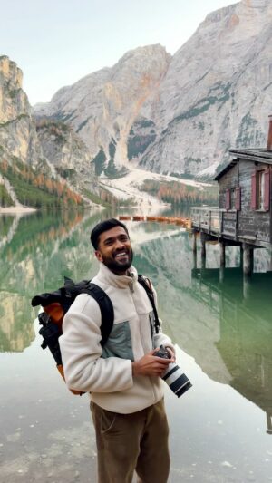 Rebecca Roy Instagram - For everyone asking, yes, Gowtham capture our own travel photos and videos using a tripod! There’s something incredibly special about crafting each shot ourselves, capturing the magic of the moment exactly as we feel it. 😍

Gowtham, who’s behind the camera, pours his heart into every frame photography isn’t just a skill for him; it’s his biggest passion. 🥹

Gadgets we use 

Tripod - @peakdesign carbon fibre tripod 
Remote - @canonindia_official CC connect app & BR-E1 remote 
Camera - @canonindia_official EOSR5 
Lenses - @canonindia_official  RF Lenses 
F1.8 50mm 
F2.8 16mm 
F2.8 70-200mm
Drone - @djiglobal mini 3 pro 
Microphone - @hollyland.india lark m2 
Camera bag - @wandrd 
Editing - @lightroom & @adobe premiere pro 

#chennaiinfluencer #travelinfluencer #coupletravel #travelphotography #couplevideos #travelblogger #arountheworld #indianblogger #canonindia