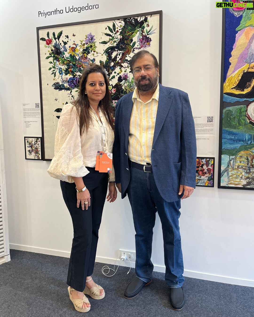 Shalini Passi - 28.4K Likes - A memorable round-up from Art Mumbai 2024 @artmumbaiofficial ! Our booth at Arches 3 & 4 was buzzing with art lovers and collectors exploring the magic of embroidered art.
Creatively Embroidered by Milaaya Art Gallery by Gayatri Khanna @msgayatriks
Presented by Shalini Passi’s @shalini.passi MASH @mash_india
Curated by Dr. Arshiya Lokhandwala @lakeerenn