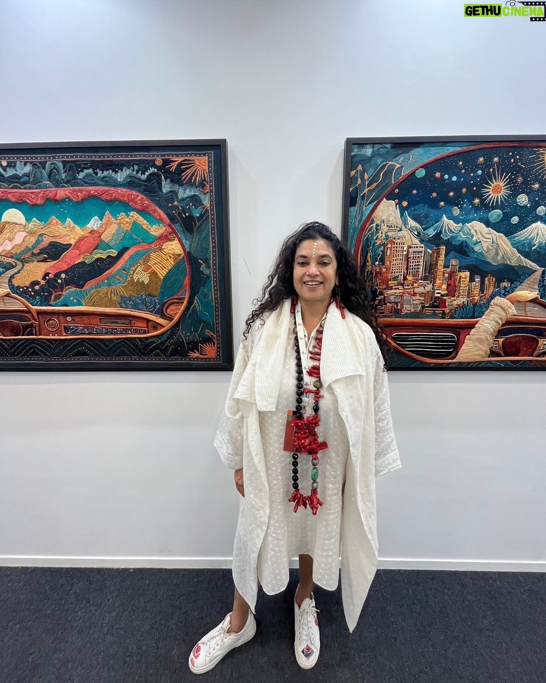 Shalini Passi - 28.4K Likes - A memorable round-up from Art Mumbai 2024 @artmumbaiofficial ! Our booth at Arches 3 & 4 was buzzing with art lovers and collectors exploring the magic of embroidered art.
Creatively Embroidered by Milaaya Art Gallery by Gayatri Khanna @msgayatriks
Presented by Shalini Passi’s @shalini.passi MASH @mash_india
Curated by Dr. Arshiya Lokhandwala @lakeerenn