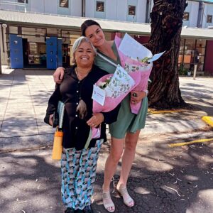 Sharni Layton Instagram - A very special day today, getting to go back to my roots @mentonegirlssecondarycollege to chat to the students of 2025 at the end of year assembly with Aunty Katrina. It meant so much to share my journey 🙏💕 Thanks for having me! Xx