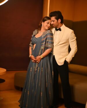 Addite Shirwaikar Malik Instagram - Glowing under the evening lights, dressed to perfection with my man by my side—every moment feels like a celebration of love and elegance…
#wedding #delhidiaries 
Styled by @pratikshachandak 
Outfit by @studio.mikukumar 
Jewellery by @jawahriiofficial @prathamgehlot_01 @abhishek_aggarwal1101 
Makeup by @gauricachawla_mua 
Hair by @jitender_hair_artist
📸 @rishabdahiya